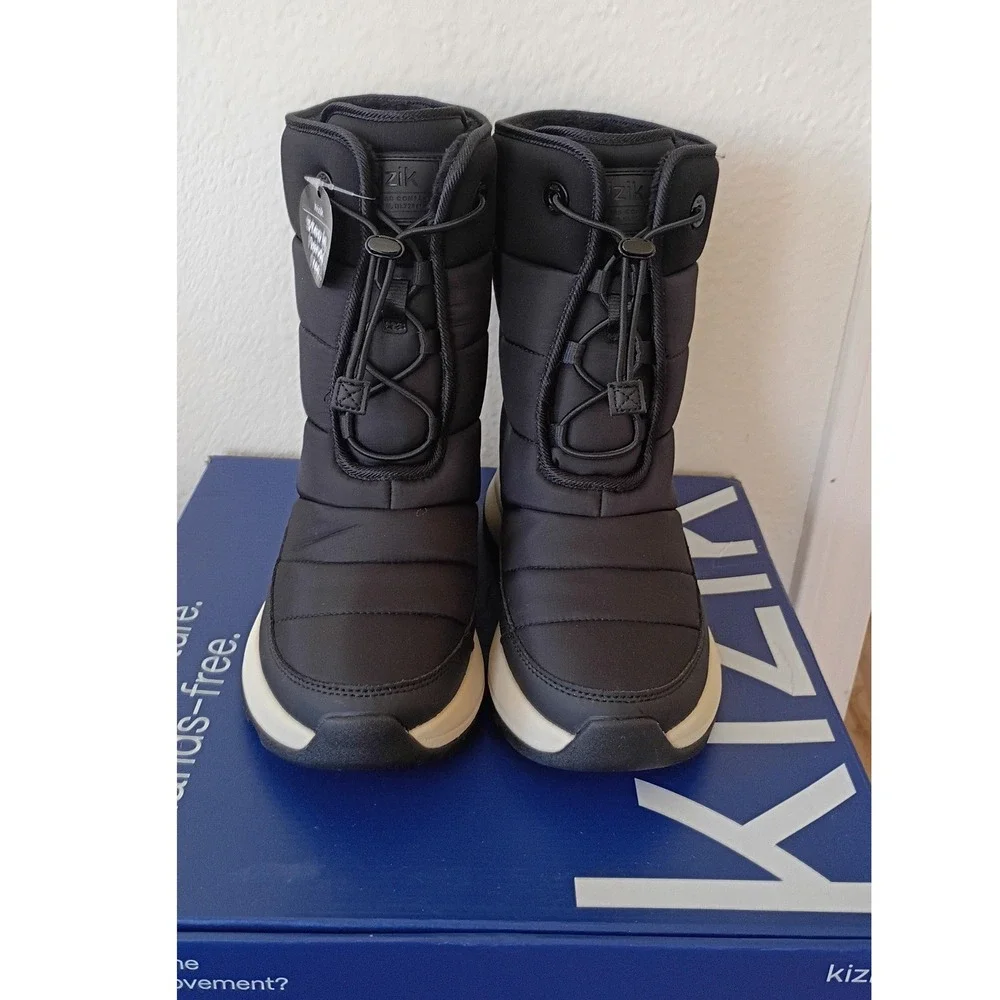 Kizik Juno 2 High Hands-Free Winter Boots Black Whitecap Women 7 NEW